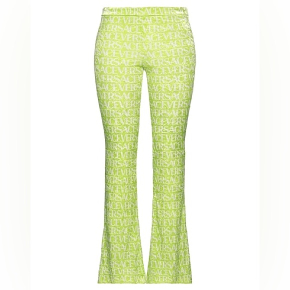 Versace Neon Green Logo Flare Pants